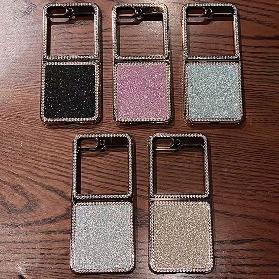 갤럭시 z플립 6 5 반짝이 큐빅 테두리 데코덴 케이스