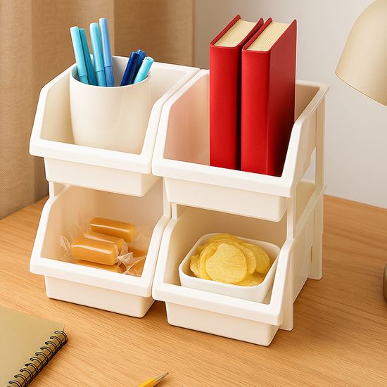 이유 적층형 다용도 정리함 4P 미니 수납 분리 바스켓
