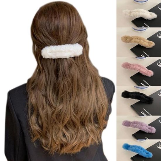 15cm 밍크 퍼 보들 빅 헤어핀 집게핀 반묶음 대왕핀