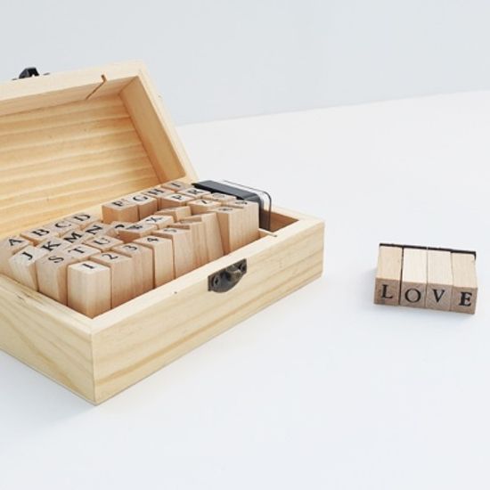 알파벳 대문자 숫자 나무도장 우드 스탬프 세트