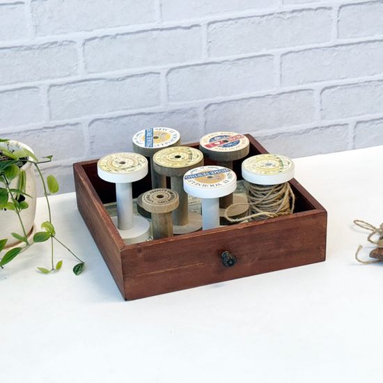 빈티지 프렌치 일러스트 24 서랍모양 우드 트레이