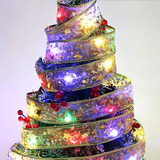 [도토로] LED 골드 리본 트리 전구 컬러 트리탑 와이