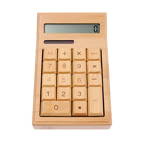 클래식 Bamboo 대나무 우드 계산기 태양광 원목계산기