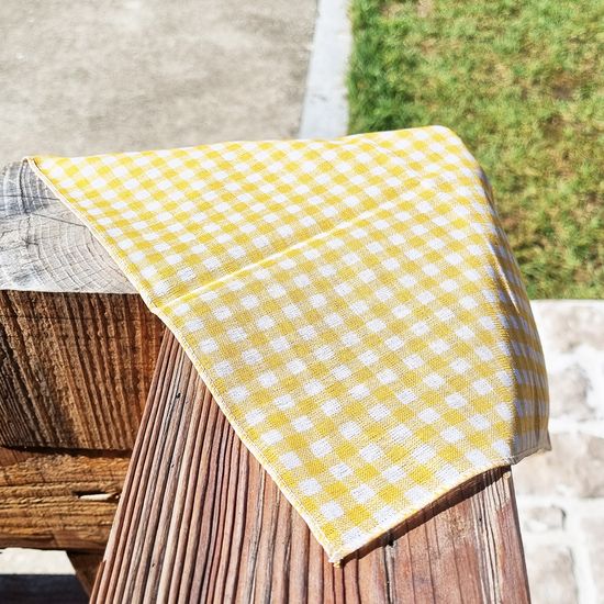 체크 노랑 (손수건 스카프)