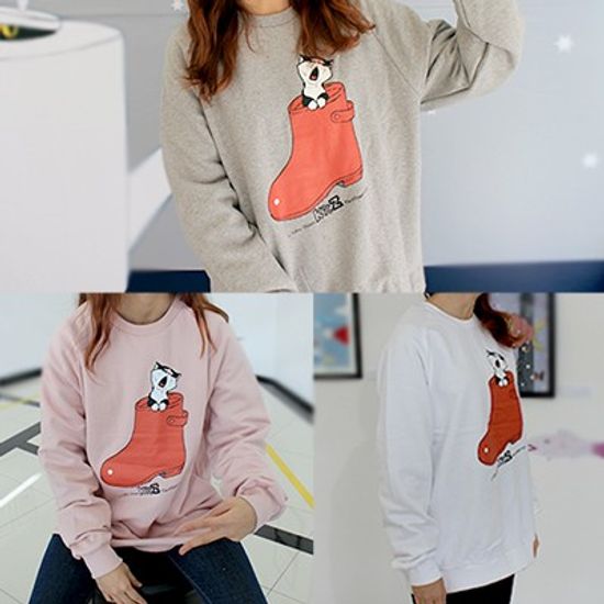 길냥이 키츠 빨간 장화 맨투맨