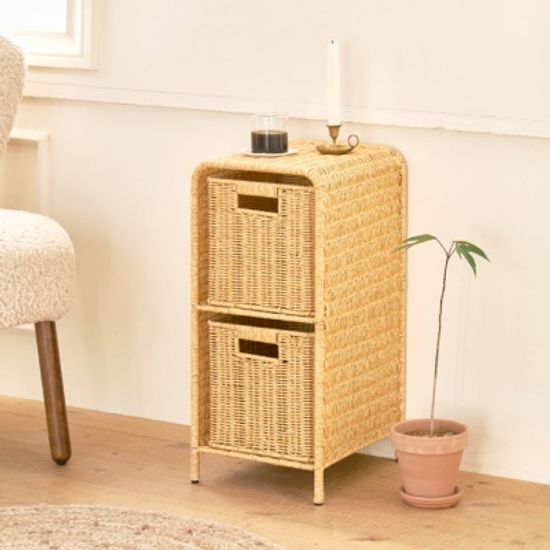 PP라탄 2단 수납장 슬림