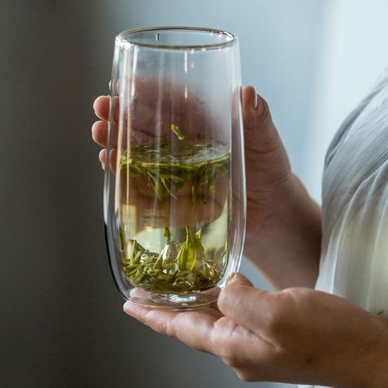 [로하티] 마운틴뷰 이중 유리컵 400m 내열 투명잔