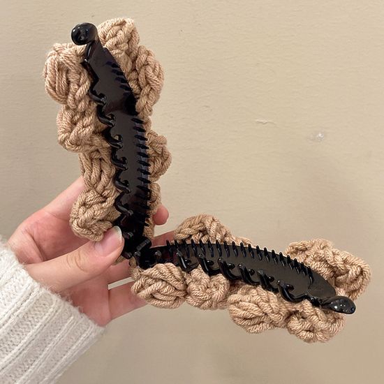 예쁜 니트 뜨개 플라워 꽃 헤어 집게핀 겨울 클립 삔