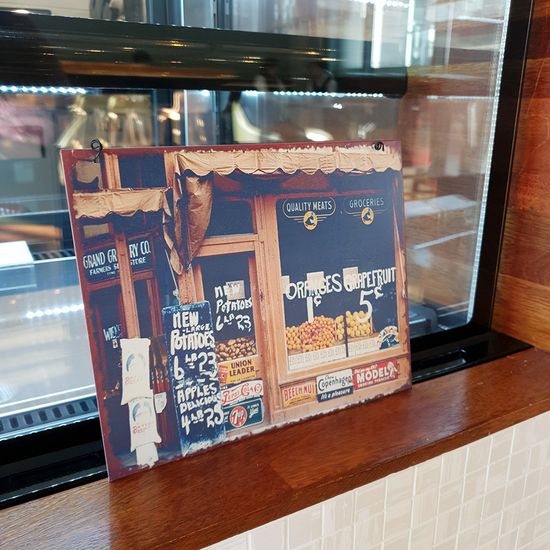 빌리지 식료품 스토어 풍경 철제 사인보드