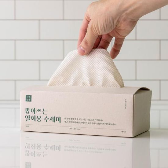 단순생활 뽑아쓰는 일회용 수세미 50매 티슈타입