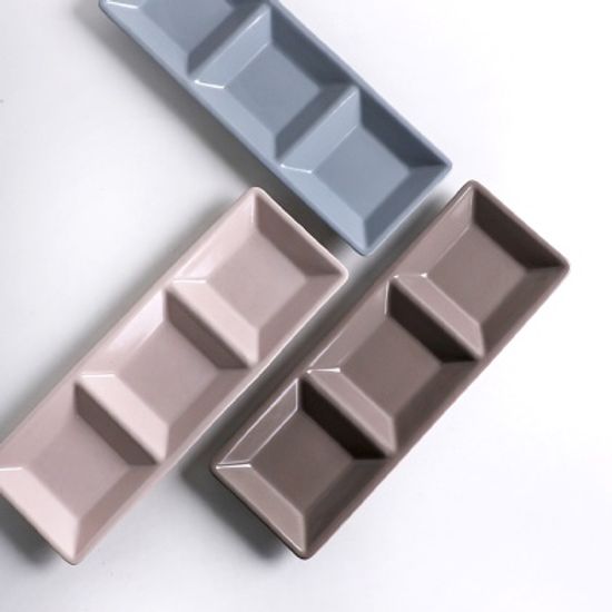 라일 국산 도자기 3절 나눔접시A, 찬기 3color