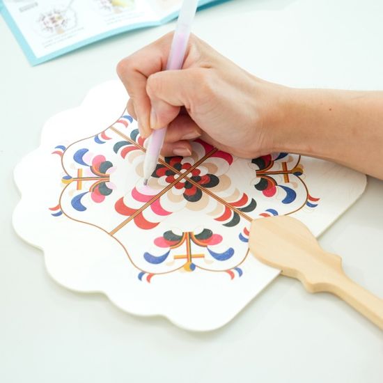 여름 단오 명절 한지 무지 전통문양 금박 포일 부채 