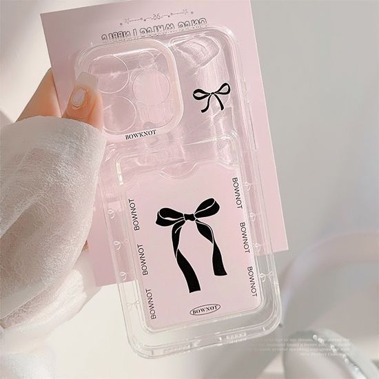 아이폰 감성 동물 캐릭터 투명 카드 지갑 홀더 케이스