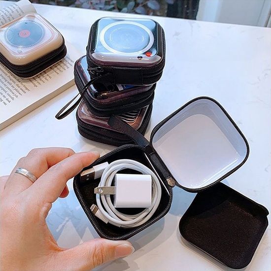 이어폰 케이블 미니 파우치 메탈 사각 하드 케이스