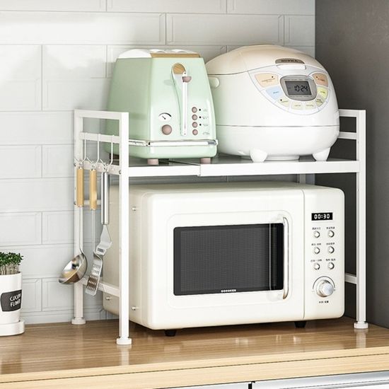 우리집 길이조절 전자레인지 선반(화이트) 오븐랙