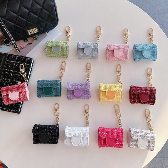 에어팟 4 3 프로 2 1 트위드 가죽 파우치 키링 케이스