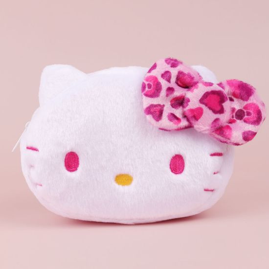 헬로키티 레오파드 페이스 파우치 핑크