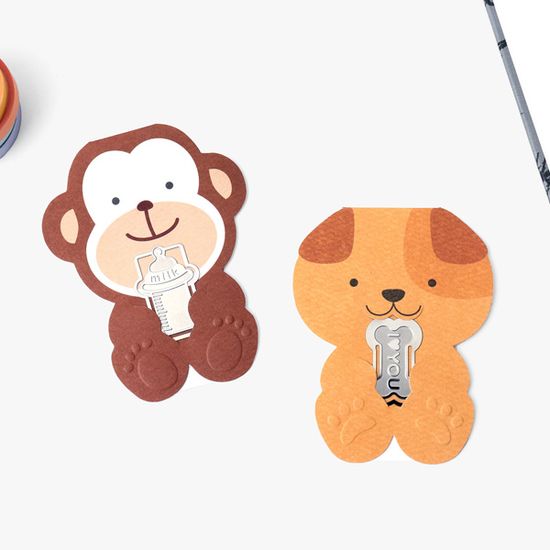 북마크 카드 미니 애니멀라인 책갈피