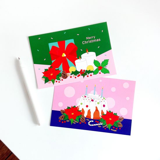 메리 크리스마스 + 해피 홀리데이 / 엽서