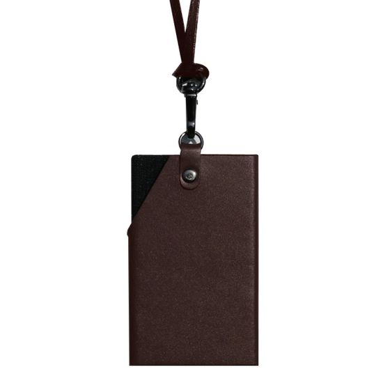 웍스 목걸이형 천연소가죽 미니카드지갑 GT504 버건디