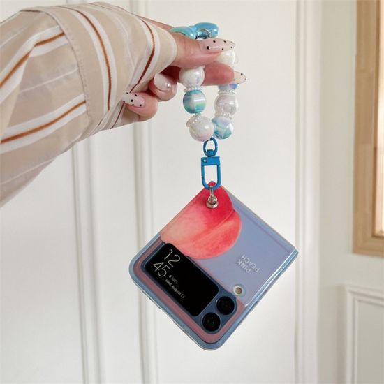 갤럭시 z플립 3 4 복숭아 톡 그립 키링 실리콘 케이스