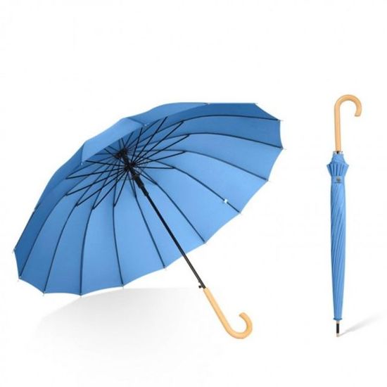 목재 손잡이 우산 고급 폰지 장 우비(WFIK7CX)