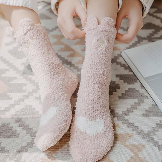 데일리 곰돌이 수면양말 임산부 수족냉증 핑크 S722