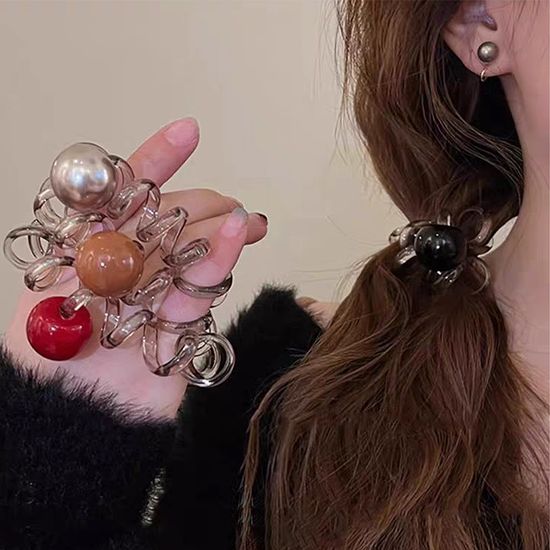 귀여운 컬러 볼 스프링 전화선 머리 끈 헤어 고무줄