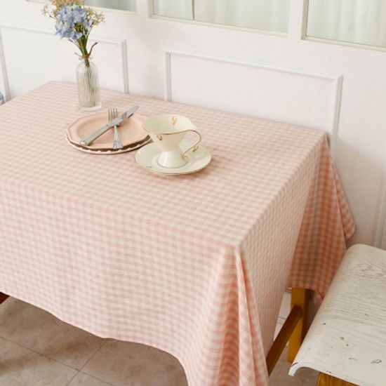 멜란체크 핑크 면식탁보 테이블보