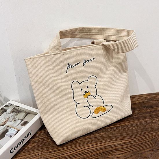 코듀로이 숄더백 지퍼 학원 가방 에코백(WD3CE3B)