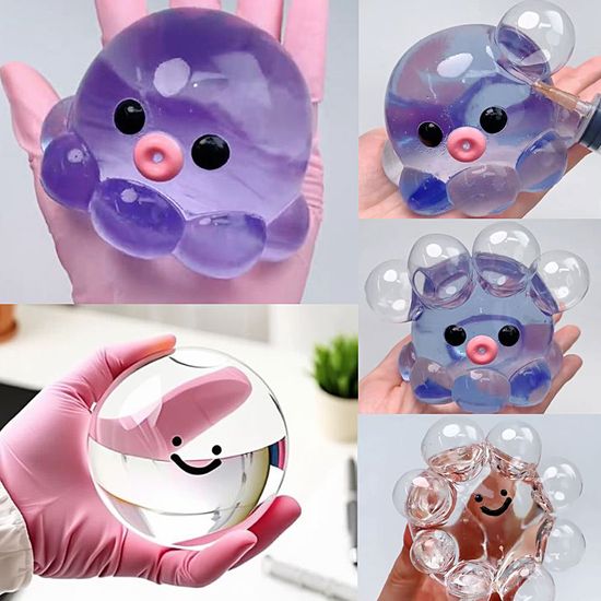 문어 투명 버블 풍선 젤리 말랑이 찐득이 스트레스 볼
