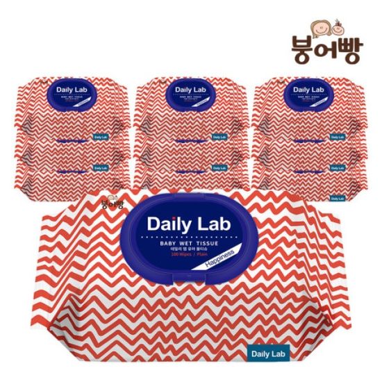 붕어빵 데일리랩 해피니스 물티슈 100매 캡형X10팩