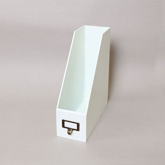 우드 화일 메거진 수납정리함-화이트색