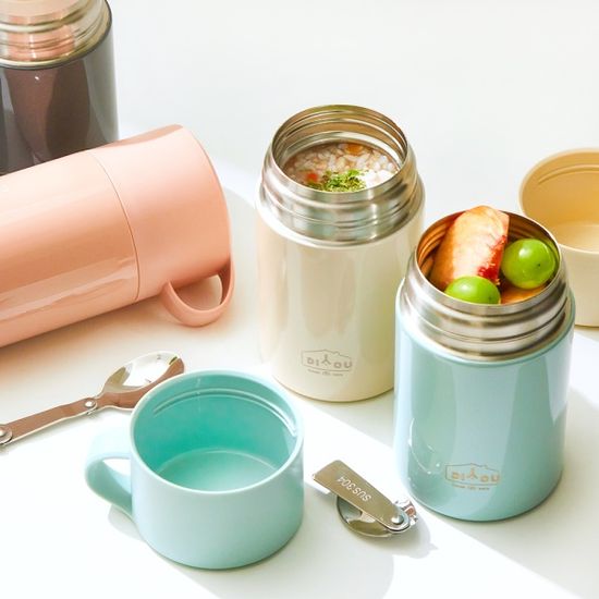 디유 스텐 600ml 보온보냉 도시락통 죽통(스푼포함)
