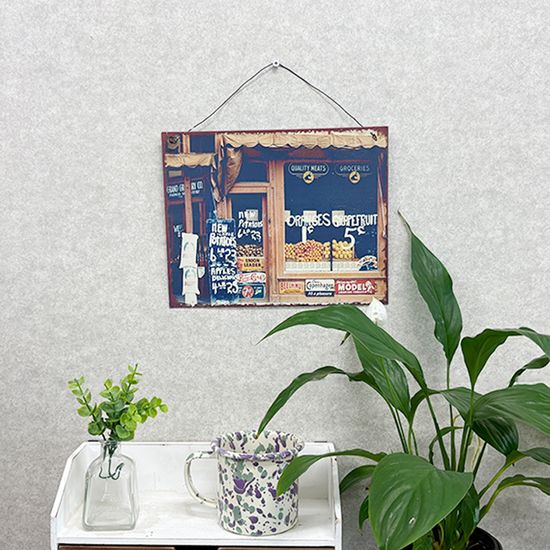 빌리지 식료품 스토어 풍경 철제 사인보드