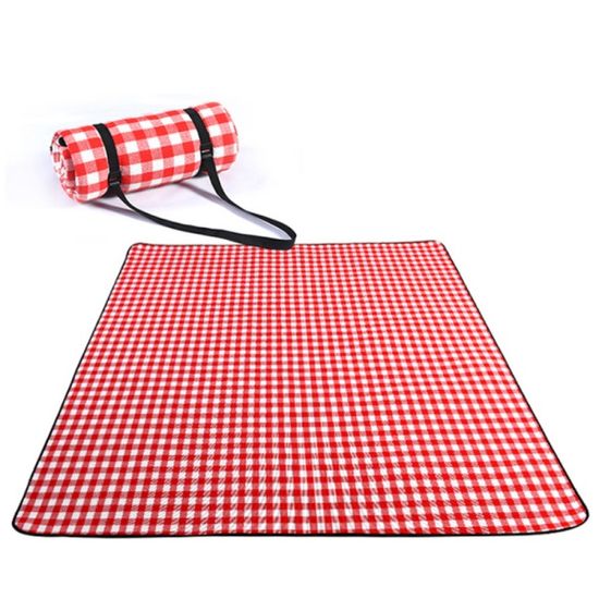 감성캠핑 잔체크 돗자리(200x200cm)바캉스 야외돗자리