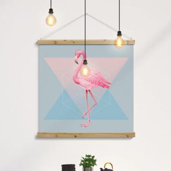 ca411-우드스크롤_90CmX90Cm-유니크플라밍고와아보카도