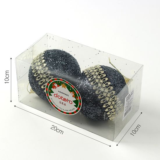 [도토로]다크블루 장식볼 2p(10cm) (더블골드라인)