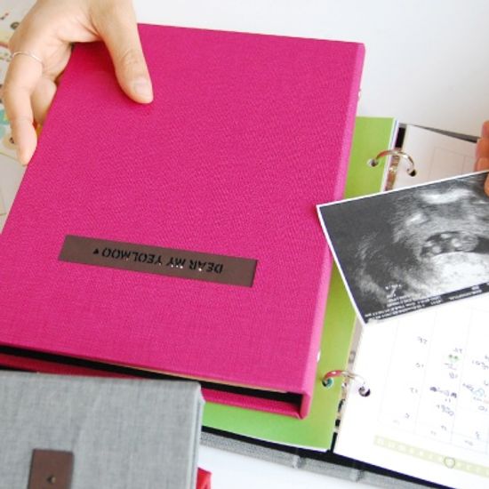프리미엄 이니셜 초음파앨범(임신다이어리)-핫핑크