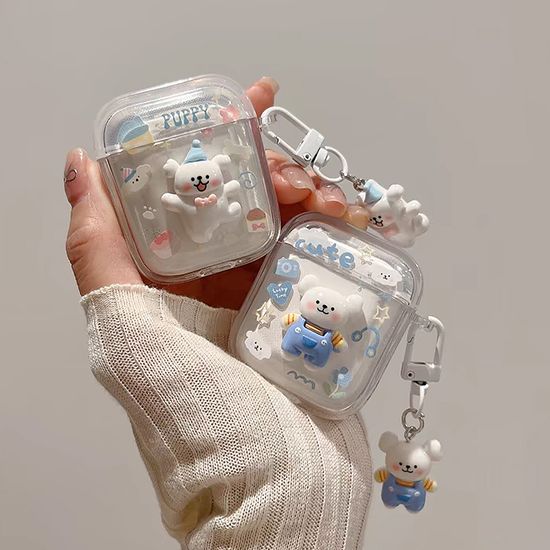 에어팟 3 2 1 프로 예쁜 강아지 데코 투명케이스 키링