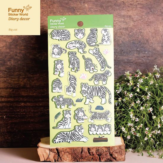 퍼니스티커 AT-224 핑크젤리 백호 아트지 스티커