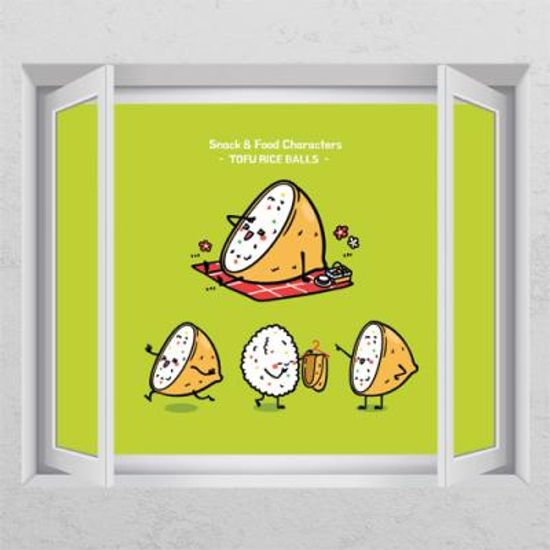 id433-음식캐릭터(유부초밥)_창문그림액자