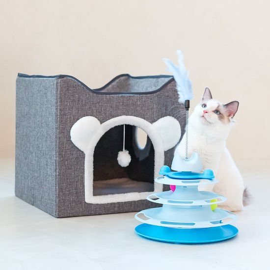 레토 고양이 장난감 회전 공놀이 3단 트랙볼 LPT-TB02