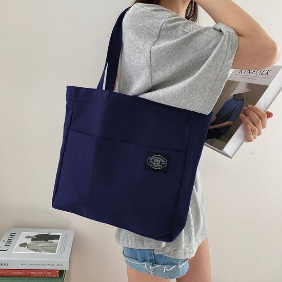 더블포켓 무지 데일리 숄더 에코백 3color (WC6A832)