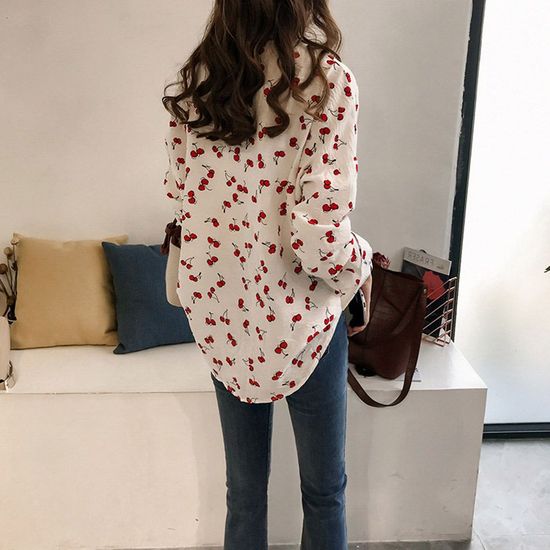 아처 가슴 포켓 체리 블라우스 500313(WCFF0D3)
