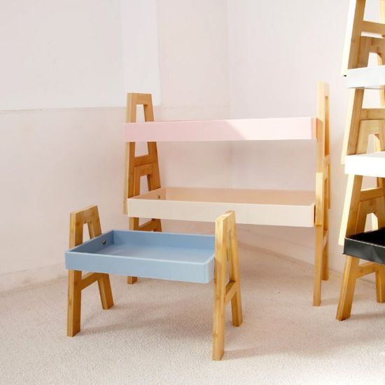 2단선반 A형 원목 다용도스탠드 소품정리대 다이 수납