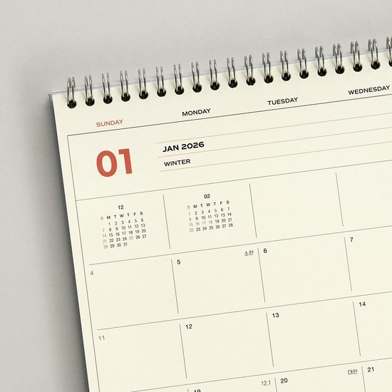 아이코닉 2026 플로우 먼슬리플래너 A4 탁상달력