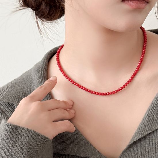 [선물포장] Red Berry Coral Necklace