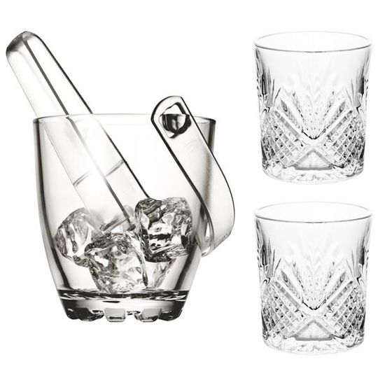 투명 아이스버킷+유리잔 225ml 2P 술 양주얼음통