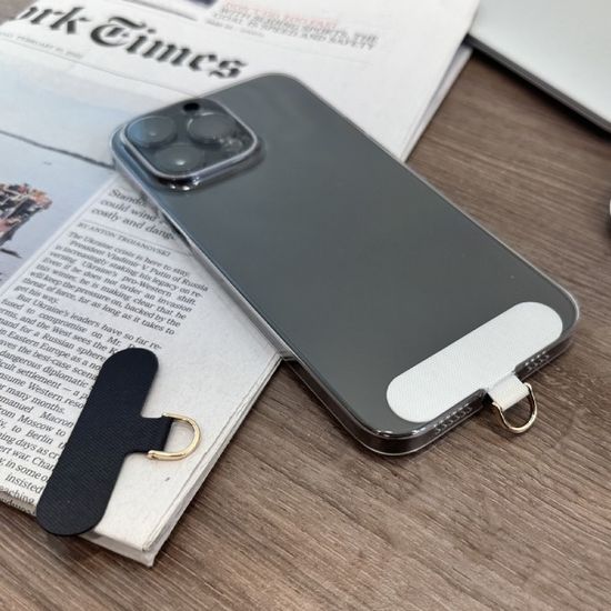 핸드폰 스트랩 나일론 태그홀더 IL14 화이트/D링-블랙